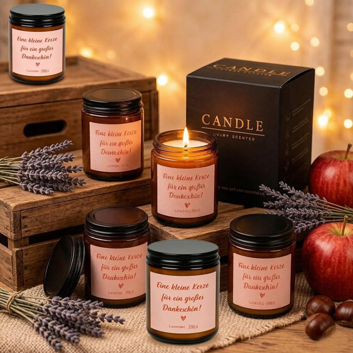8er Duftkerzen-Set Lavendel - Danke Geschenk für Frauen