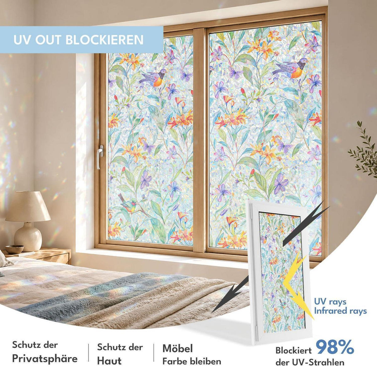 Blickdichte Fensterfolie selbstklebend 44x200cm