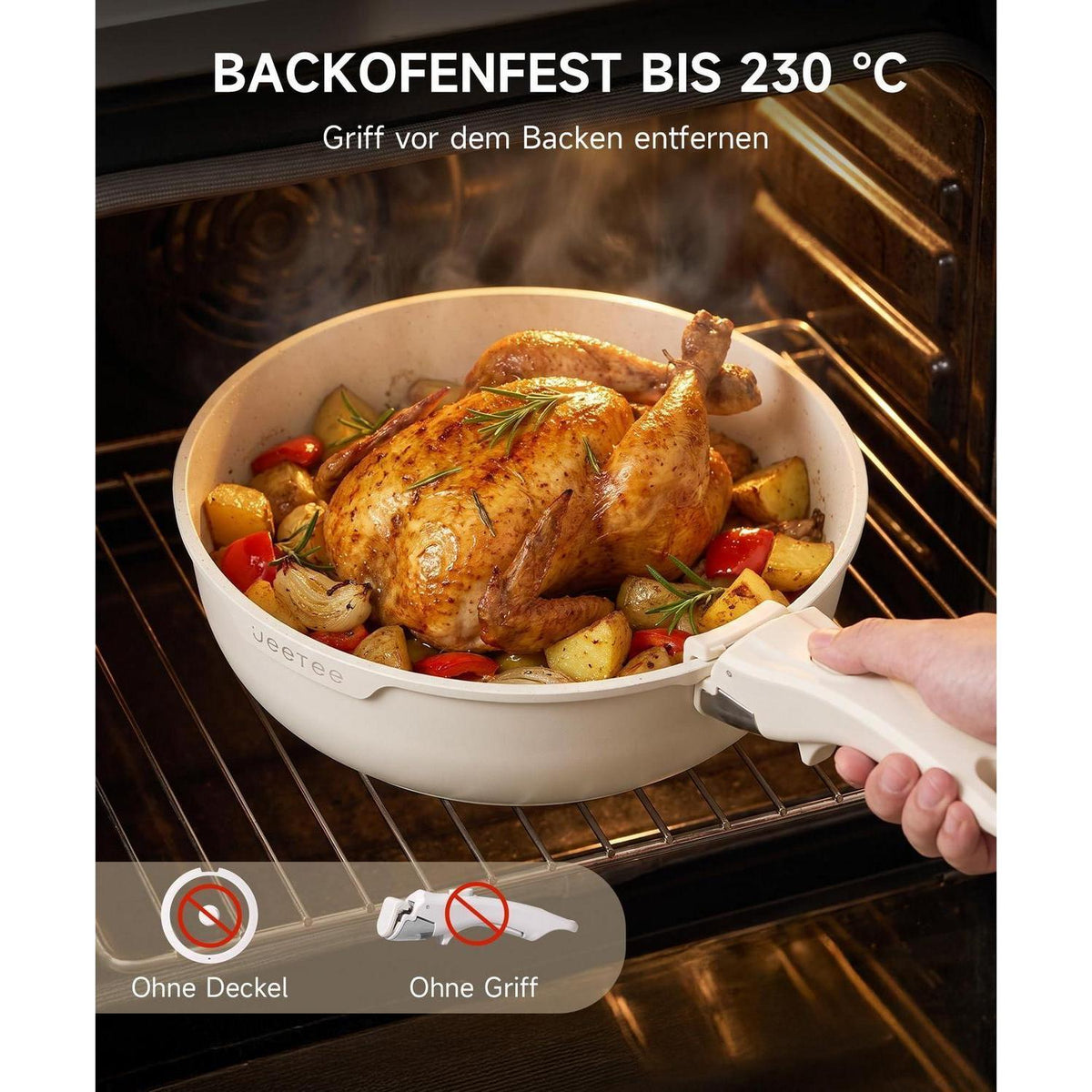 19-teiliges Topfset mit abnehmbaren Griffen – Platzsparend & Antihaft
