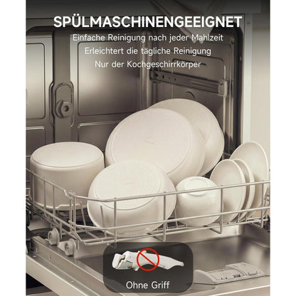 19-teiliges Topfset mit abnehmbaren Griffen – Platzsparend & Antihaft