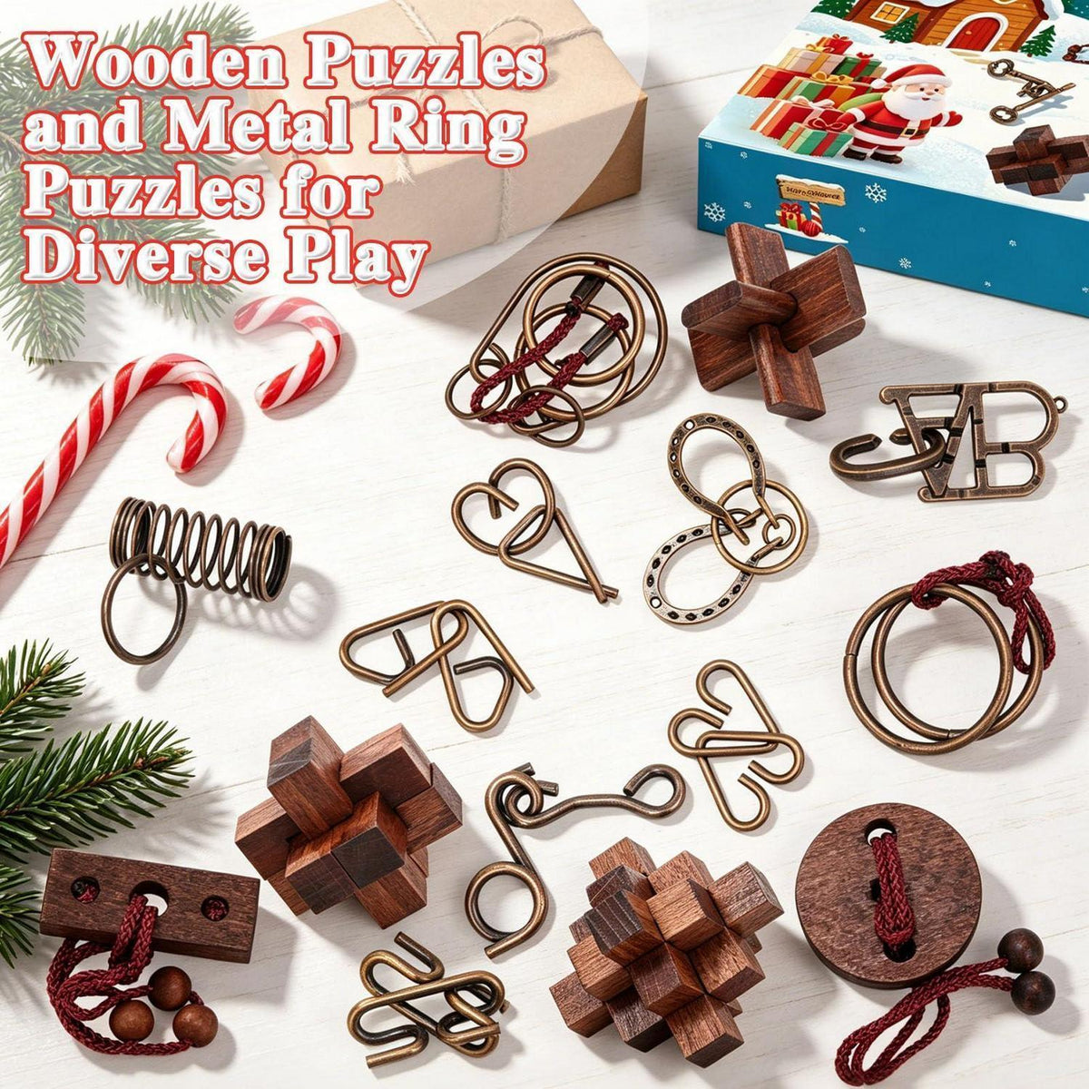 Adventskalender Knobelspiele Holz & Metall für Erwachsene & Kinder