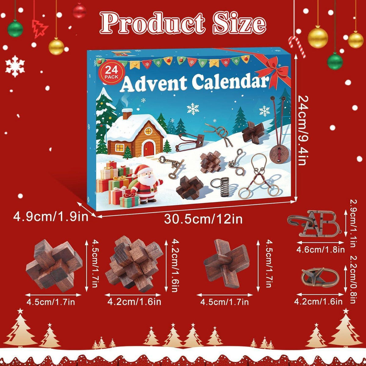 Adventskalender Knobelspiele Holz & Metall für Erwachsene & Kinder