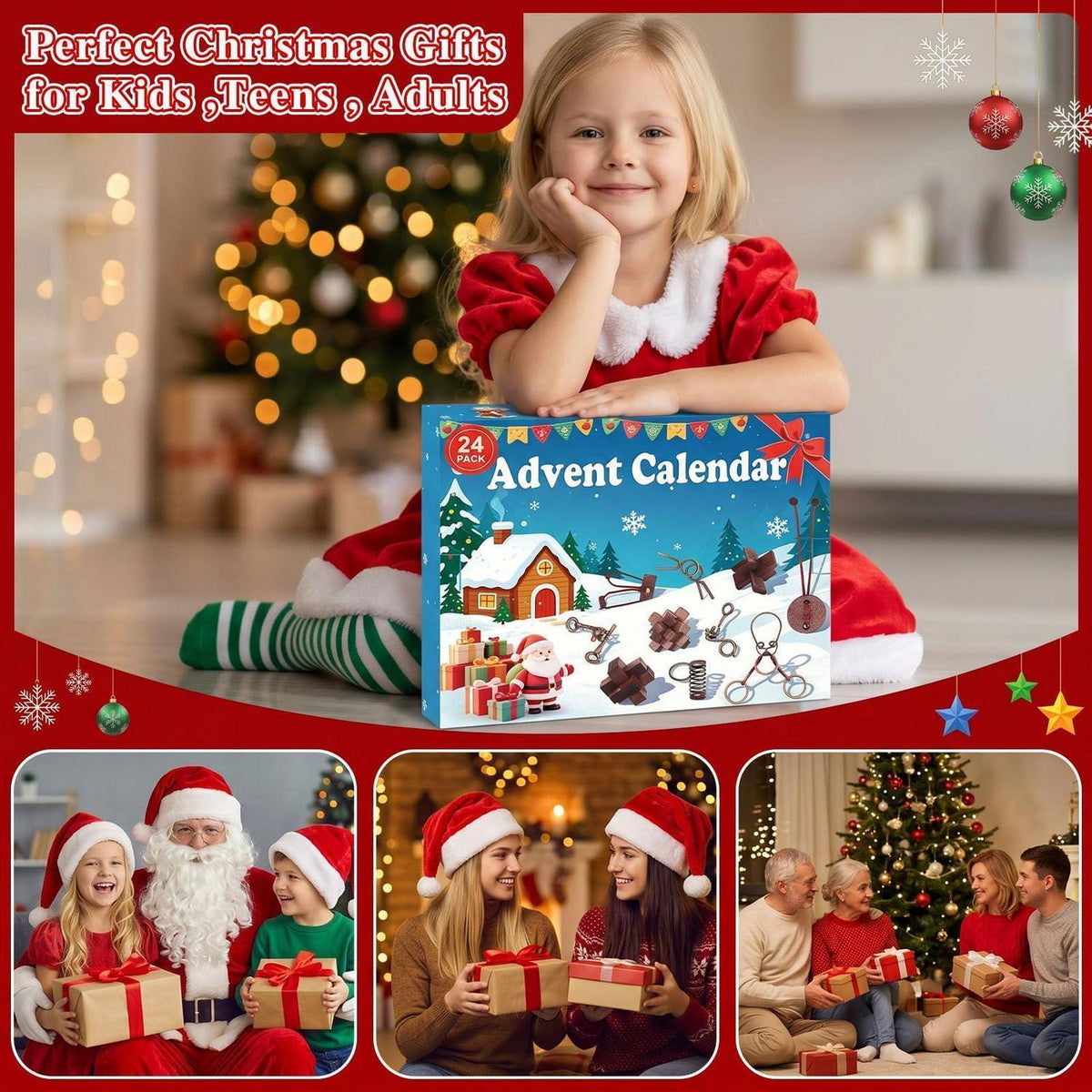Adventskalender Knobelspiele Holz & Metall für Erwachsene & Kinder