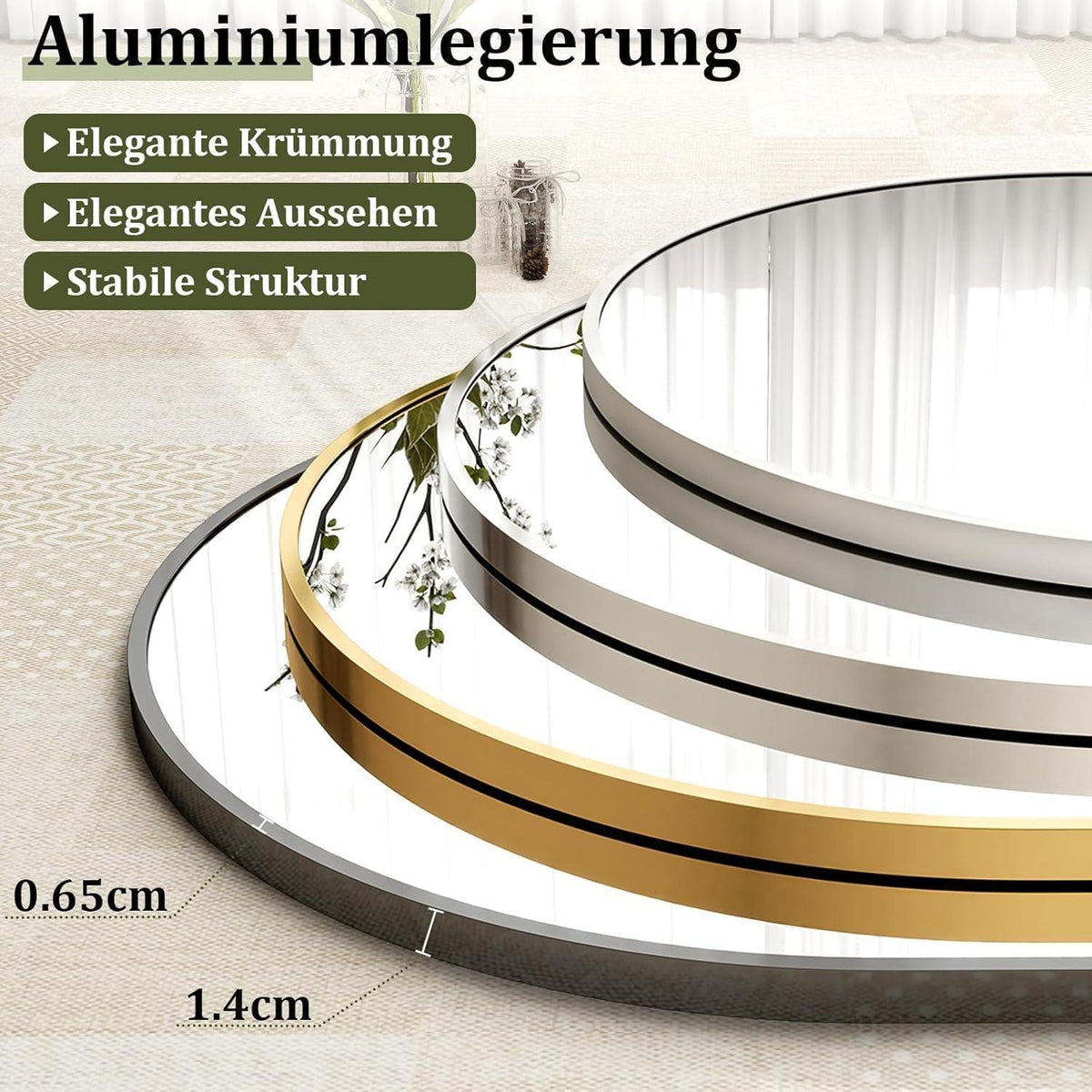 Großer Bogen-Standspiegel 192x115 cm – Gold, Stehend/Hängend