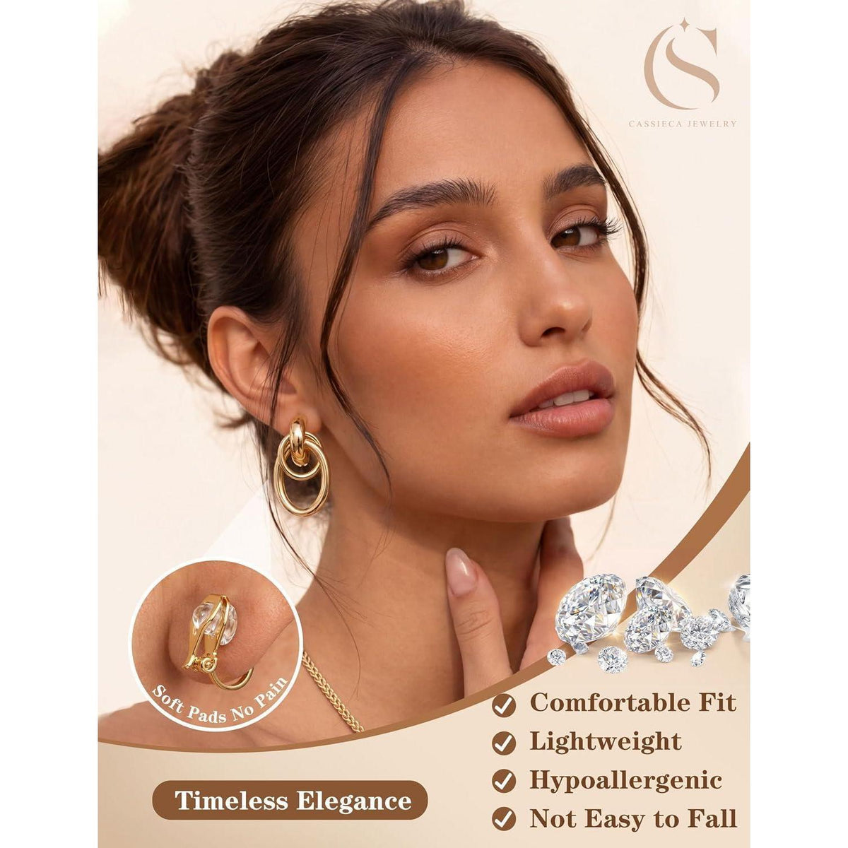 11 Paar Ohrclips Damen Ohne Ohrlöcher | Zirkonia & 14K Gold Optik