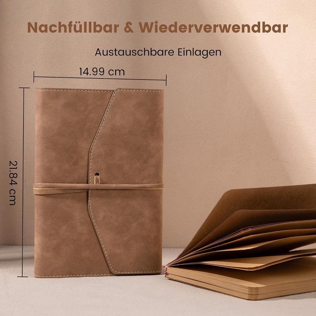 Notizbuch A5 Blanko – Vintage Tagebuch zum Schreiben & Journaling in Lederoptik