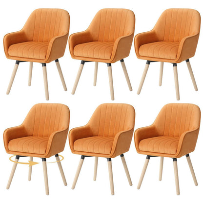 Esszimmerstühle 6er Set, 360° Drehbar, Braun Samt