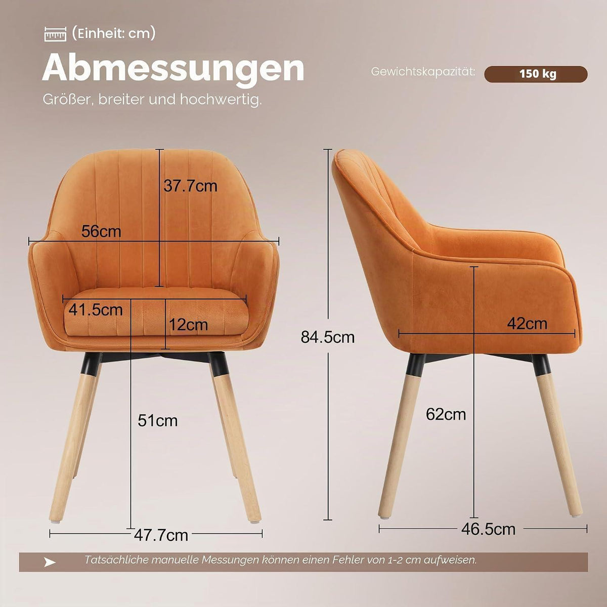 Esszimmerstühle 6er Set, 360° Drehbar, Braun Samt