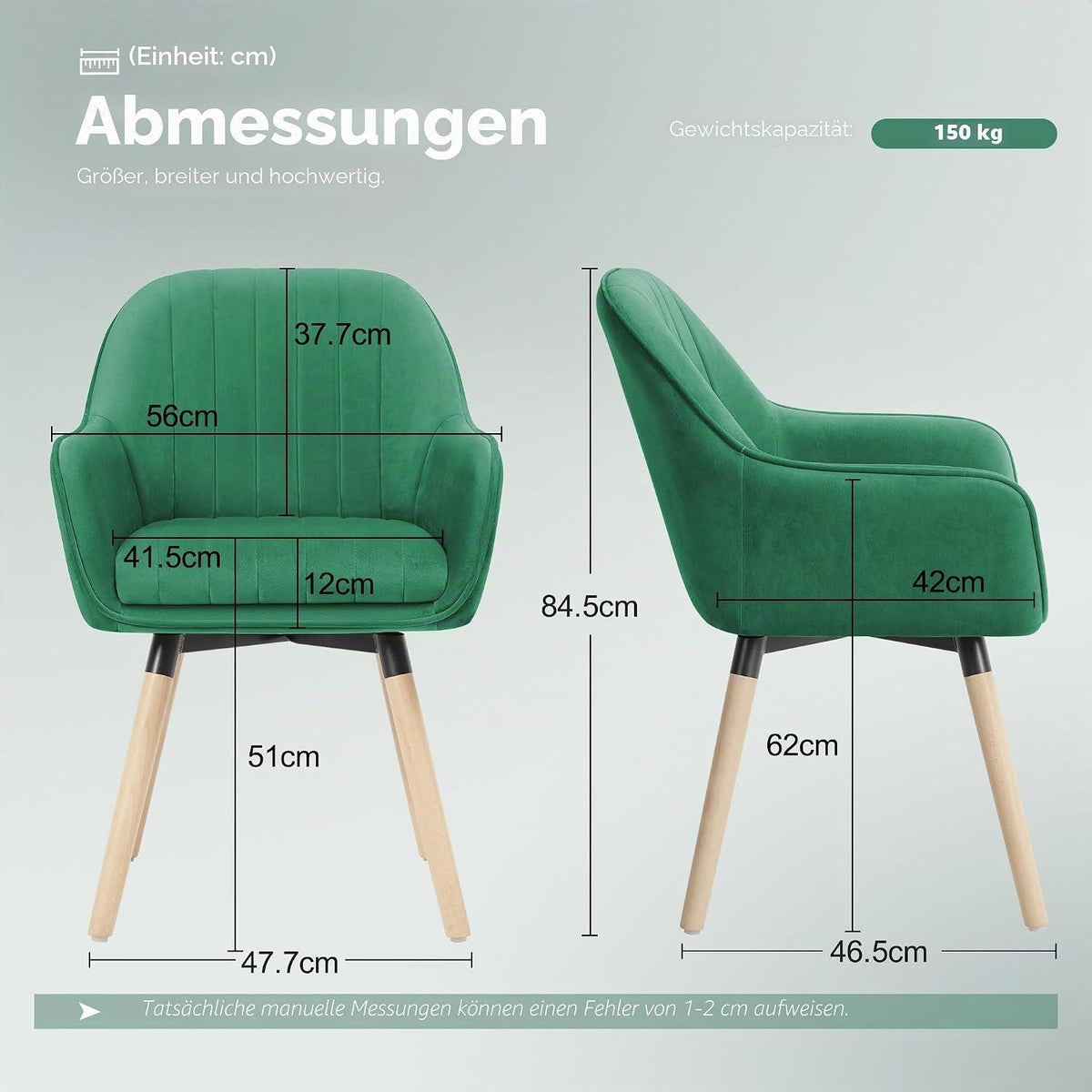 Esszimmerstühle 6er Set, Grün Samt, 360° Drehbar