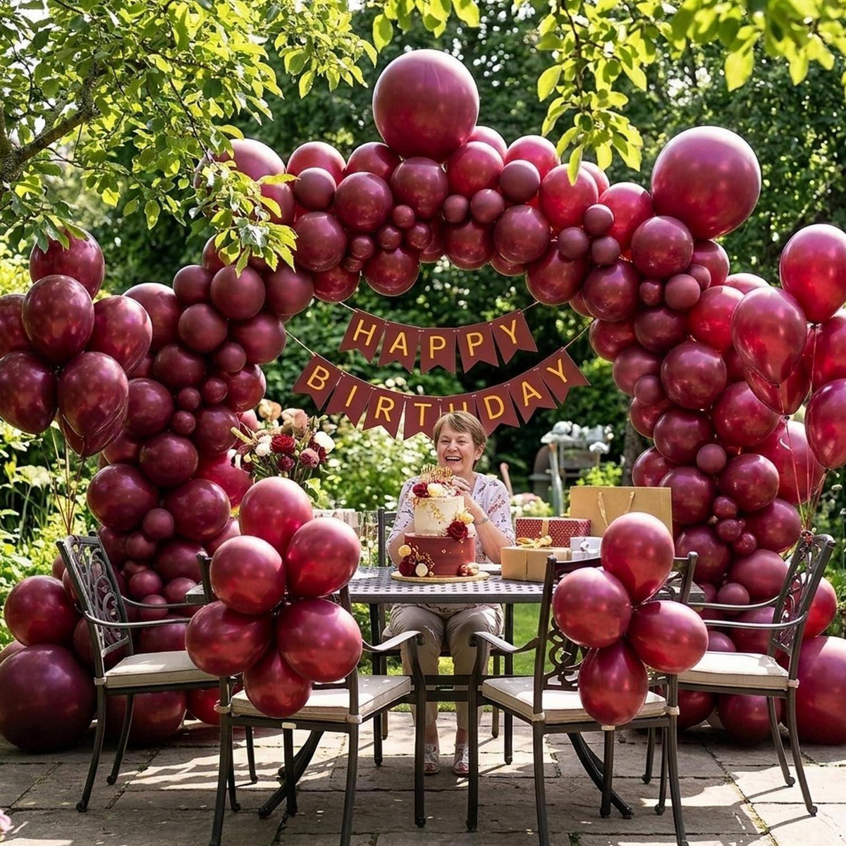 100 Rot Bordeaux Luftballons Set für Geburtstag & Party