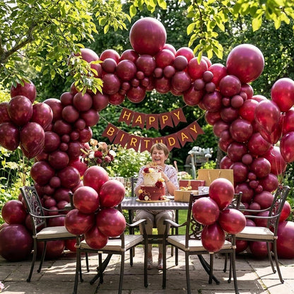 100 Rot Bordeaux Luftballons Set für Geburtstag & Party