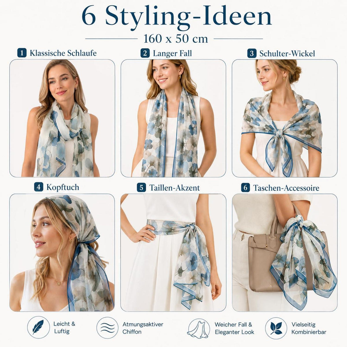 Chiffon Schal Damen leicht & elegant bunt