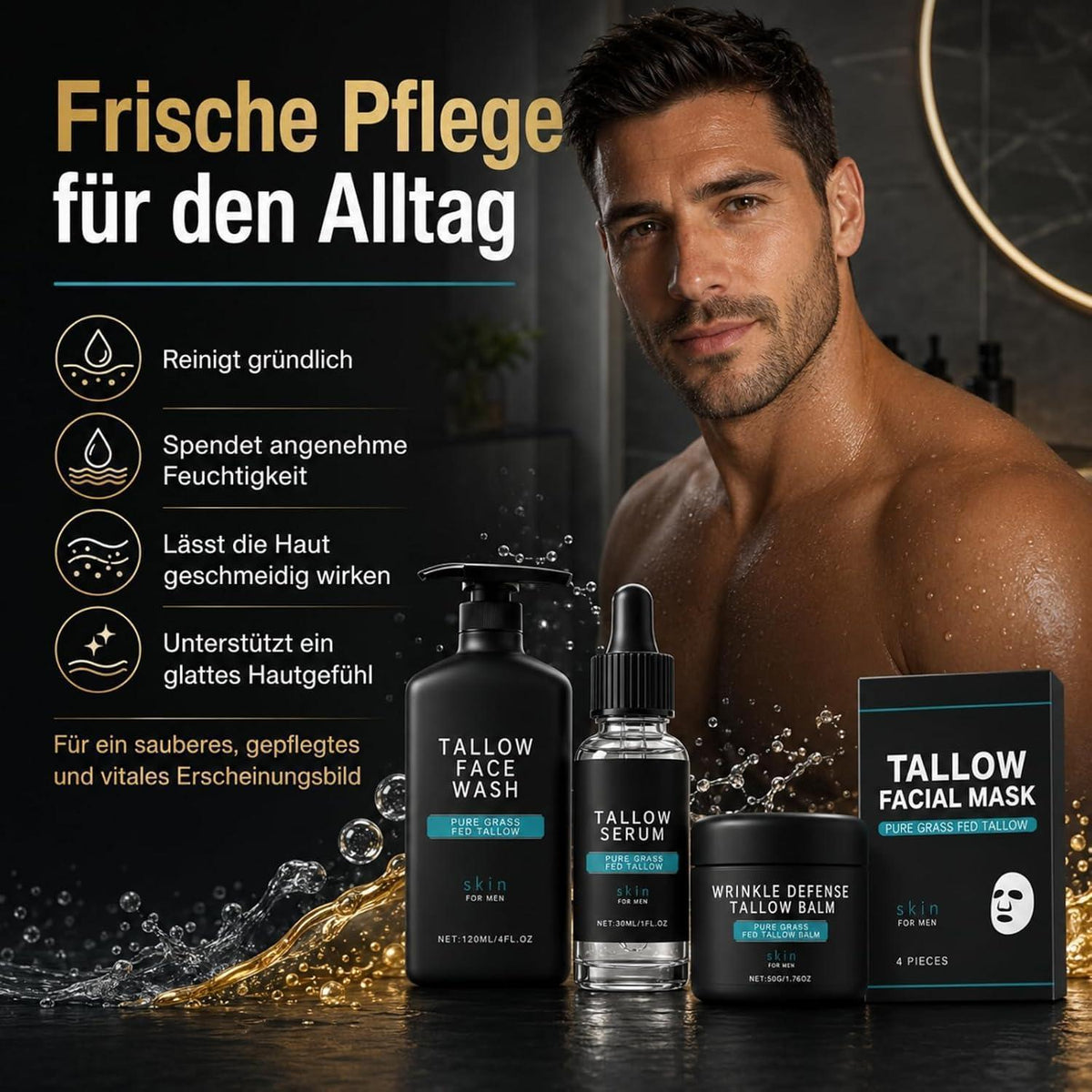 Gesichtspflege Set Männer – Tallow & Kollagen Geschenkset