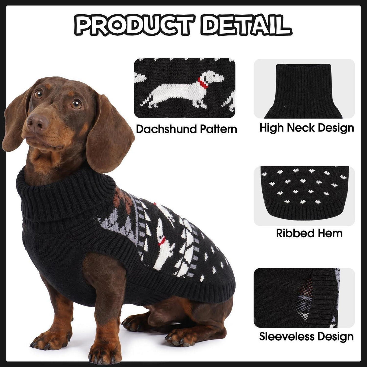Dackel Pullover XL – Warmer Strickpullover mit Dackelmuster