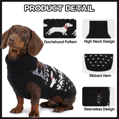 Dackel Pullover XL – Warmer Strickpullover mit Dackelmuster