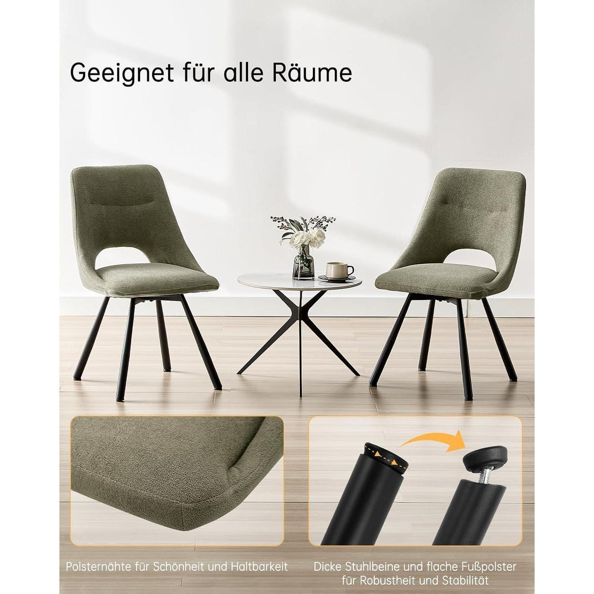 Drehbare Esszimmerstühle Set 4 –, Braun-Grau