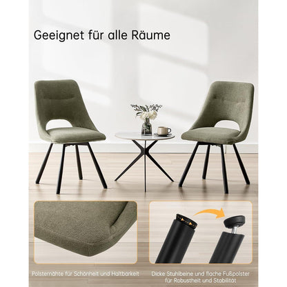 Drehbarer Esszimmerstuhl Set 6 – Kaschmir-Stoff, Braun-Grau