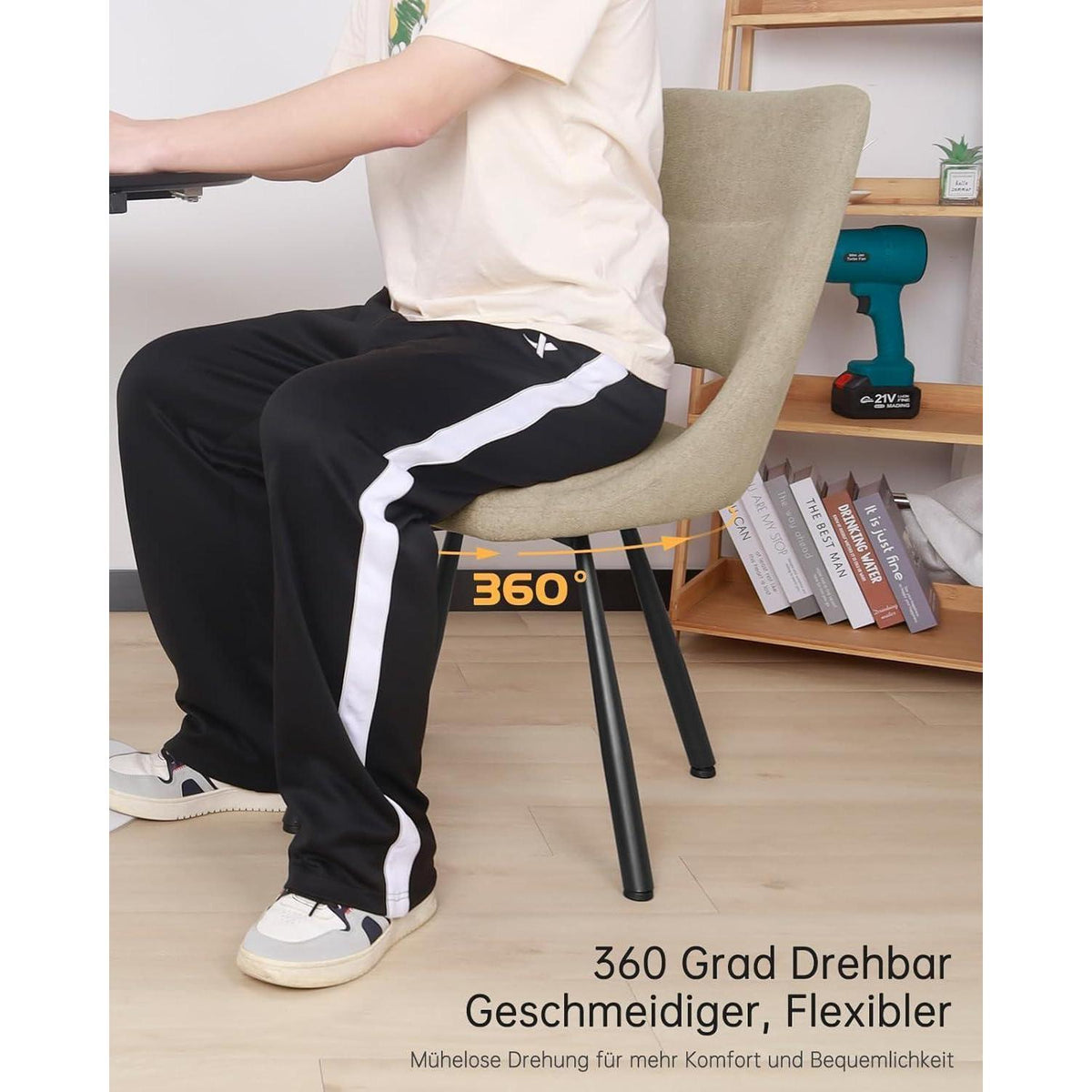 Drehbare Esszimmerstühle 6er Set | Kaschmir-Stoff, Ergonomisch