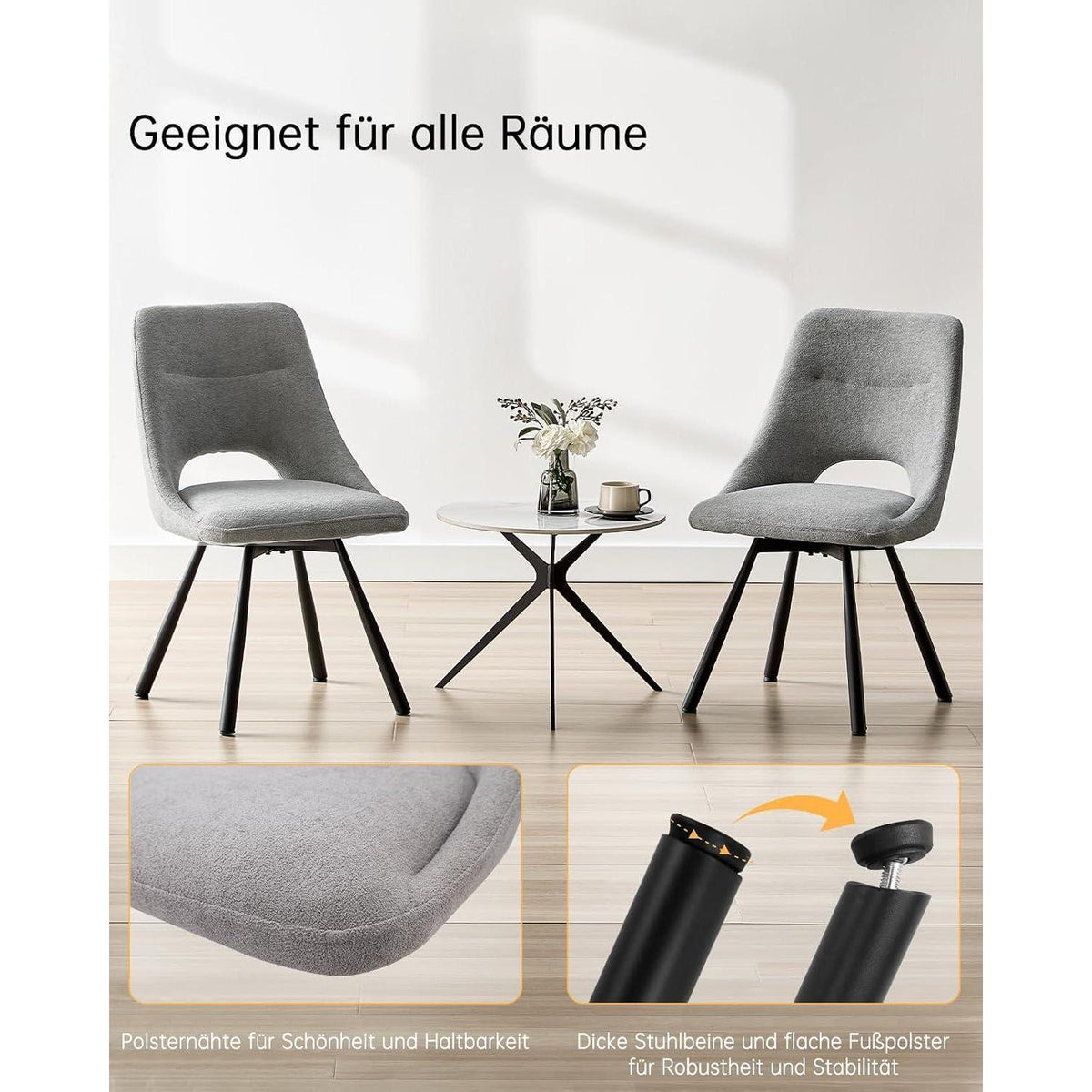 Drehbarer Esszimmerstuhl Set Grau | Ergonomisch & Bequem