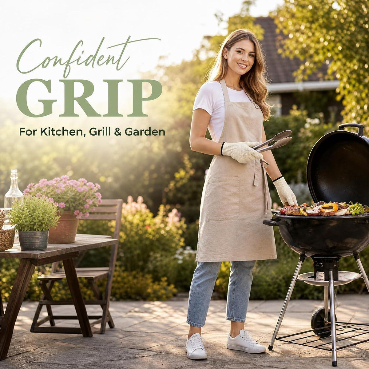 Hitzebeständige Grillhandschuhe – 26 cm, Baumwolle & Polyester