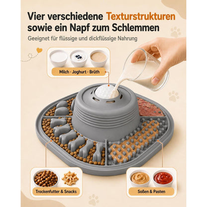 Slow-Feeder Leckmatte für Hunde – Grau, Faltbar & Beschäftigung