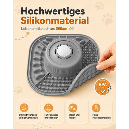 Slow-Feeder Leckmatte für Hunde – Grau, Faltbar & Beschäftigung