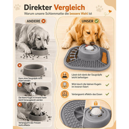 Slow-Feeder Leckmatte für Hunde – Grau, Faltbar & Beschäftigung