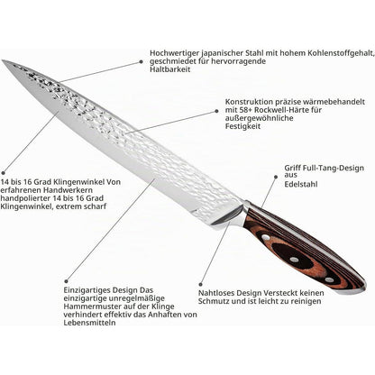 15-teiliges Küchenmesser-Set mit Block, Edelstahl & Holzgriff