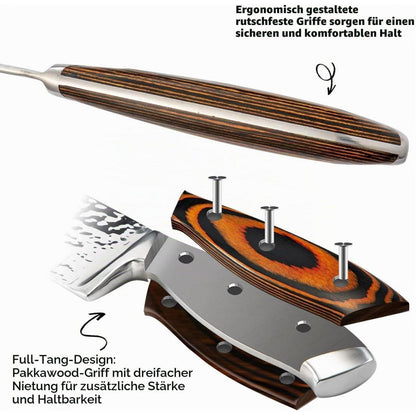 15-teiliges Küchenmesser-Set mit Block, Edelstahl & Holzgriff