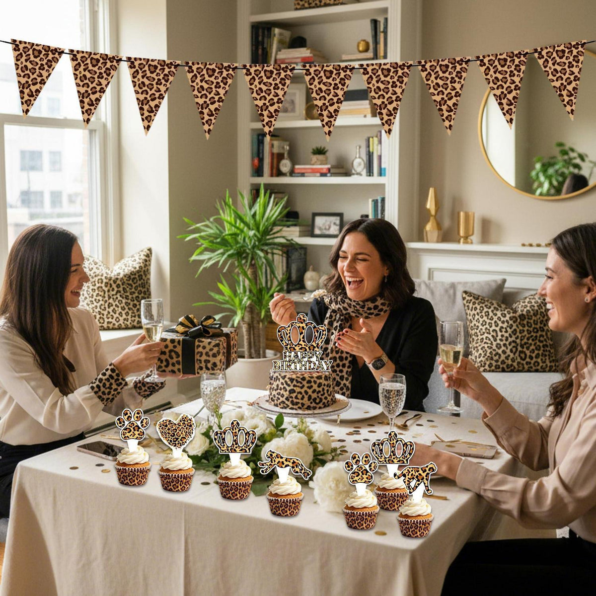 Leopard Geburtstag Deko Set mit Banner & Toppern