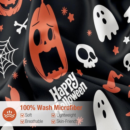 Halloween Bettwäsche Set Kürbis & Geister – Einzelbett 135x200 cm
