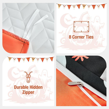 Halloween Bettwäsche Set Kürbis & Geister – Einzelbett 135x200 cm