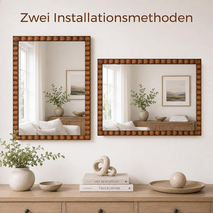 Rustikaler Wandspiegel Holzrahmen 61x81cm Braun