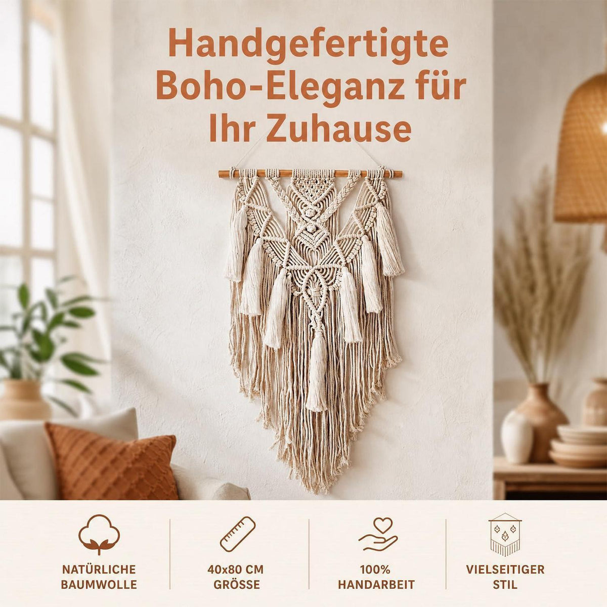 Handgeknüpfter Makramee Wandbehang Boho Deko