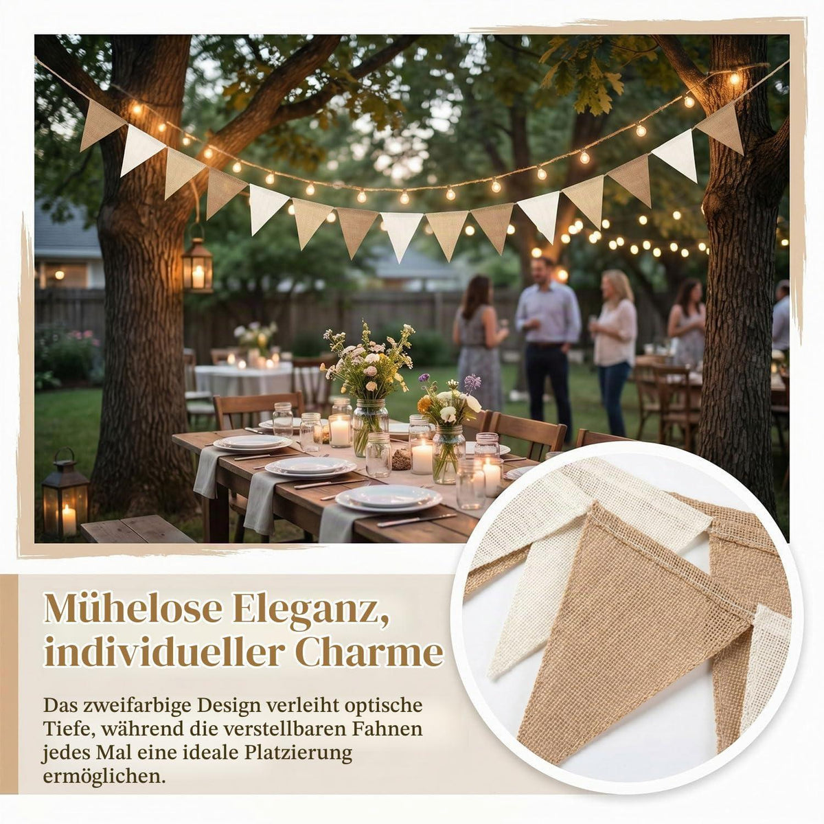 16m Wimpelkette Outdoor – Boho Girlande für Party & Garten