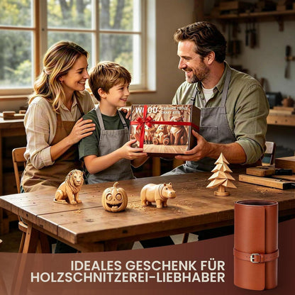 Holzschnitzset Deluxe 40-teilig mit Ledertasche für Anfänger