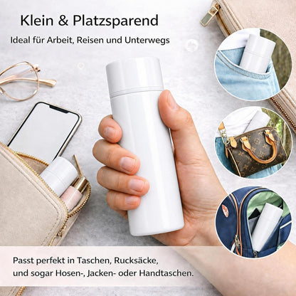 Mini Thermosflasche 150ml für unterwegs, isoliert, weiß