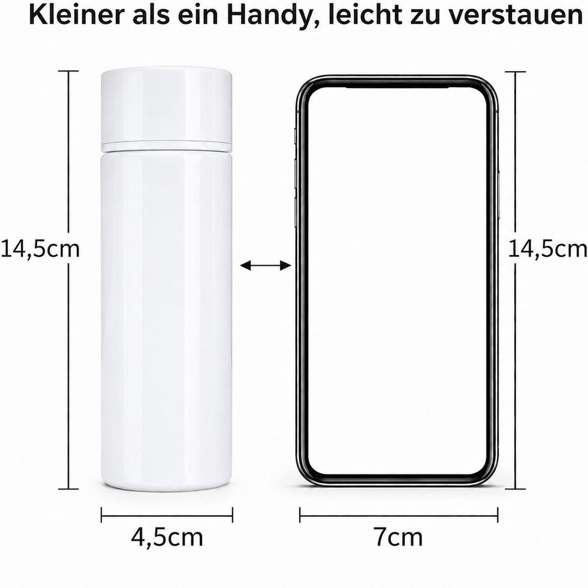 Mini Thermosflasche 150ml für unterwegs, isoliert, weiß