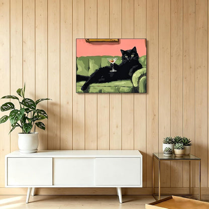 Malen nach Zahlen Schwarze Katze 40x50cm Bastelset für Erwachsene