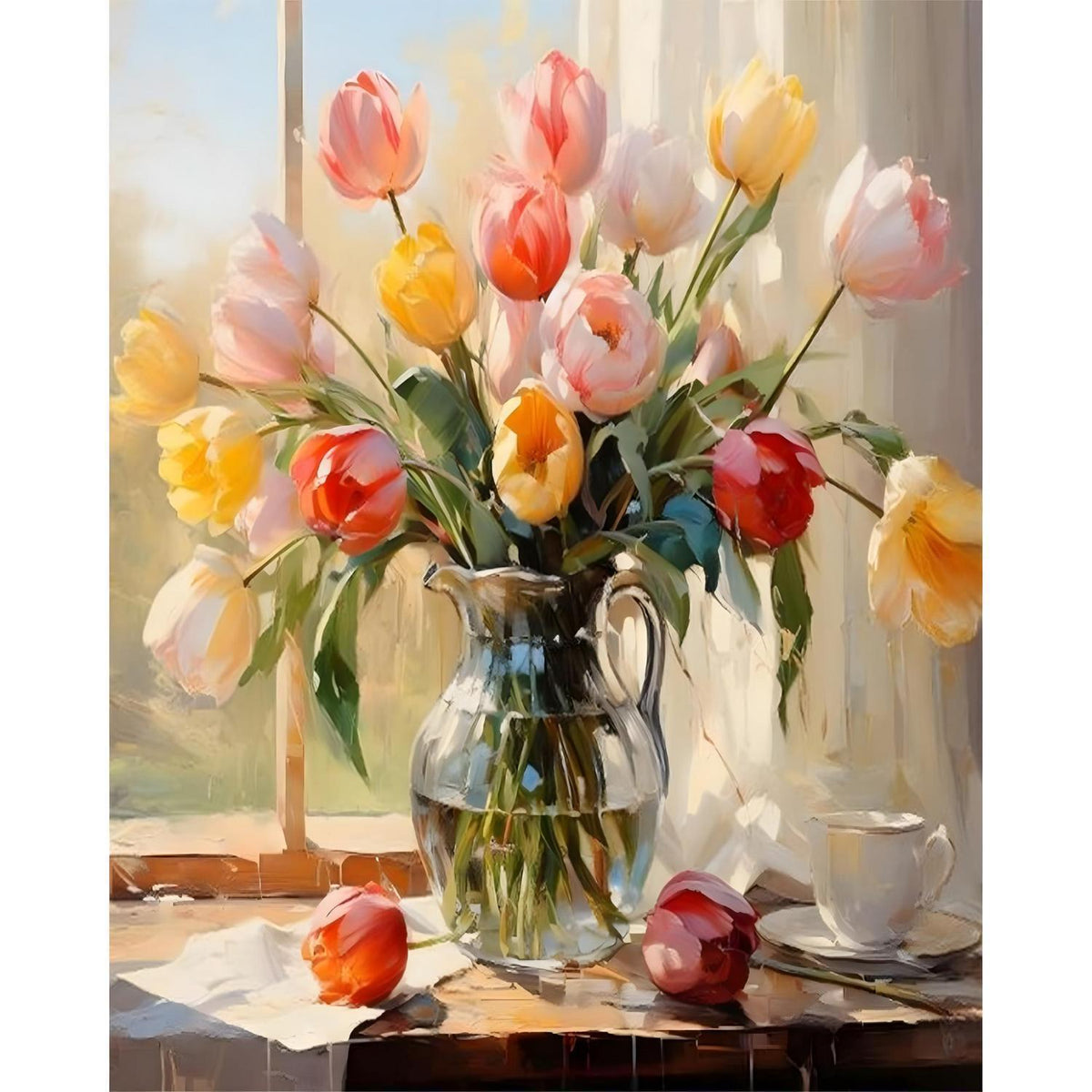 Malen nach Zahlen Tulpen 40x50cm – DIY Bastelset für Erwachsene