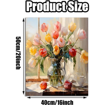 Malen nach Zahlen Tulpen 40x50cm – DIY Bastelset für Erwachsene
