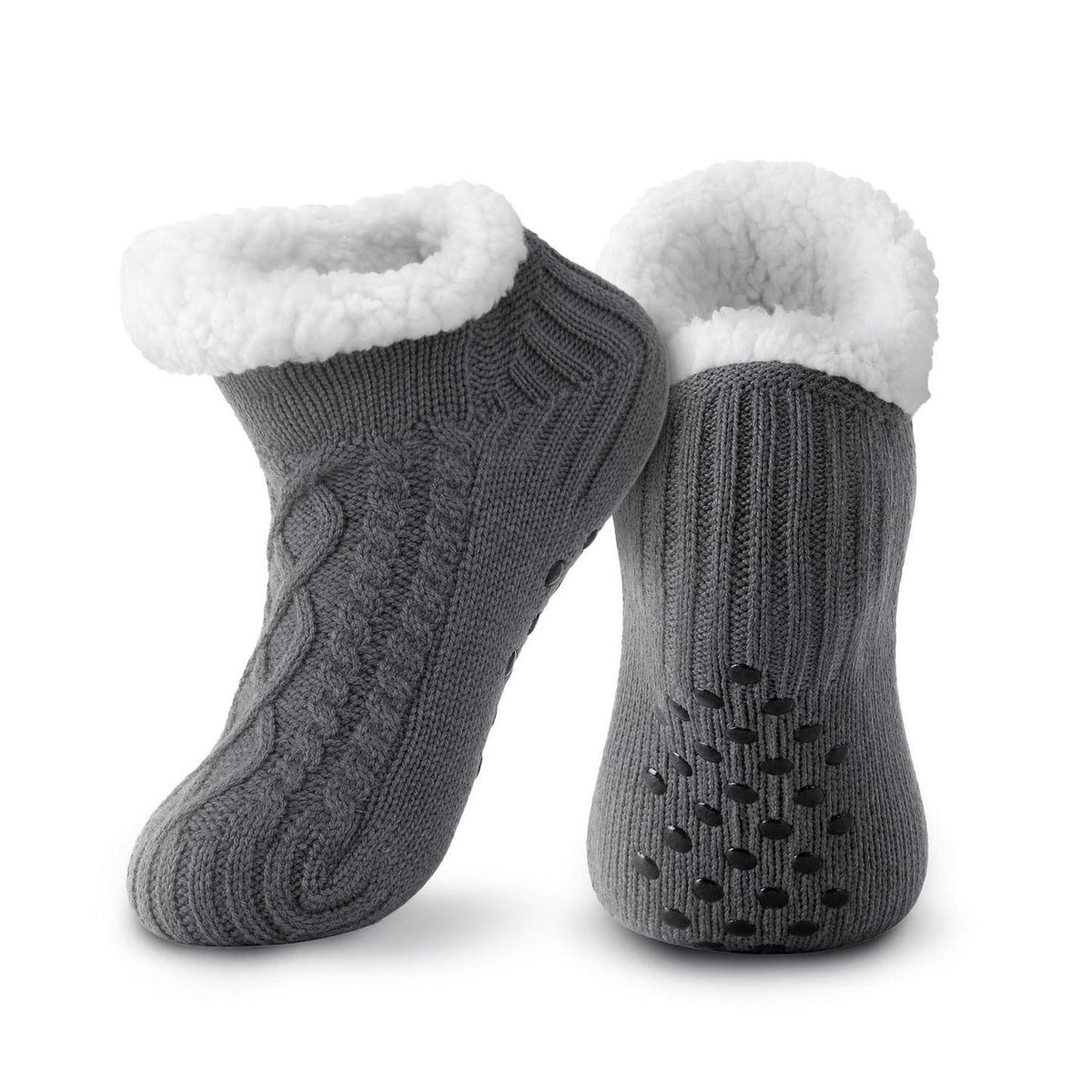 Kuschelsocken mit Stoppern für Damen und Herren, Größe 43-46, Grau