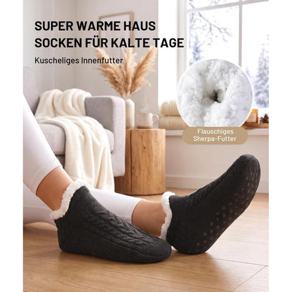 Warme Hausschuhsocken mit Stoppern für Damen und Herren