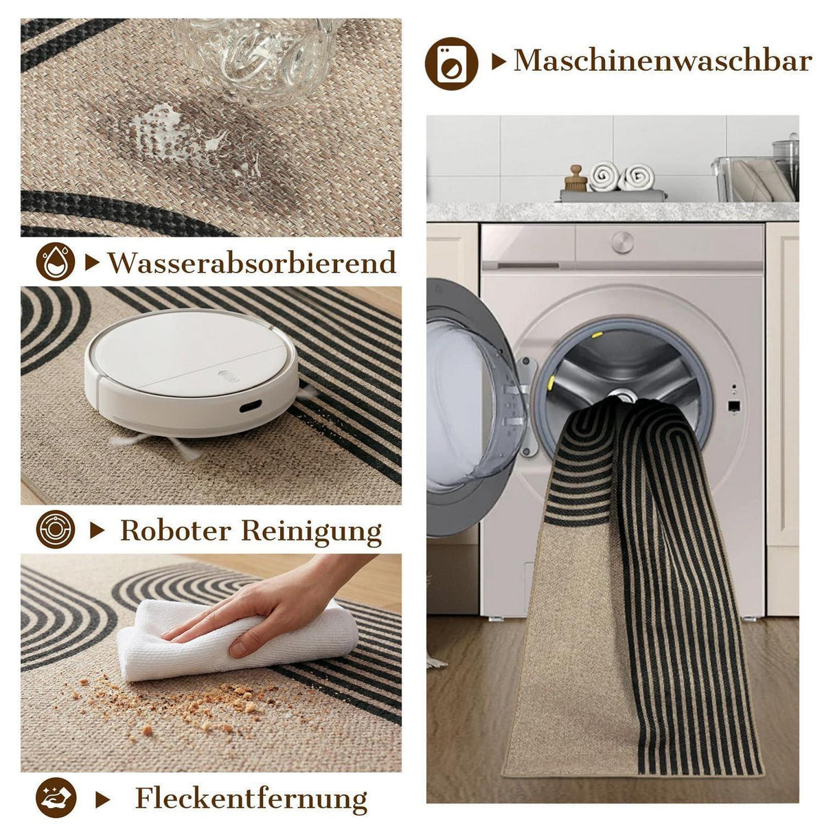 Webteppich Läufer 80x300cm – Rutschfest & Waschbar für Flur/Küche
