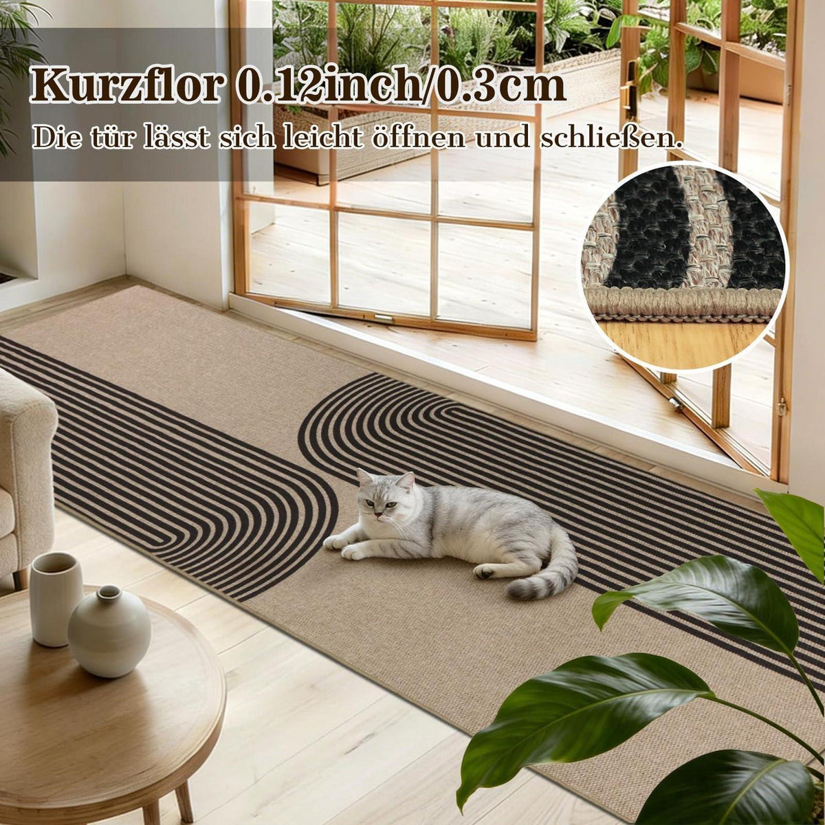 Webteppich Läufer 80x300cm – Rutschfest & Waschbar für Flur/Küche