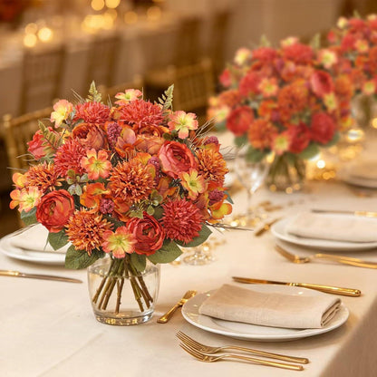 Herbststrauß Kunstblumen Orange | Deko Blumen für Tisch & Heim