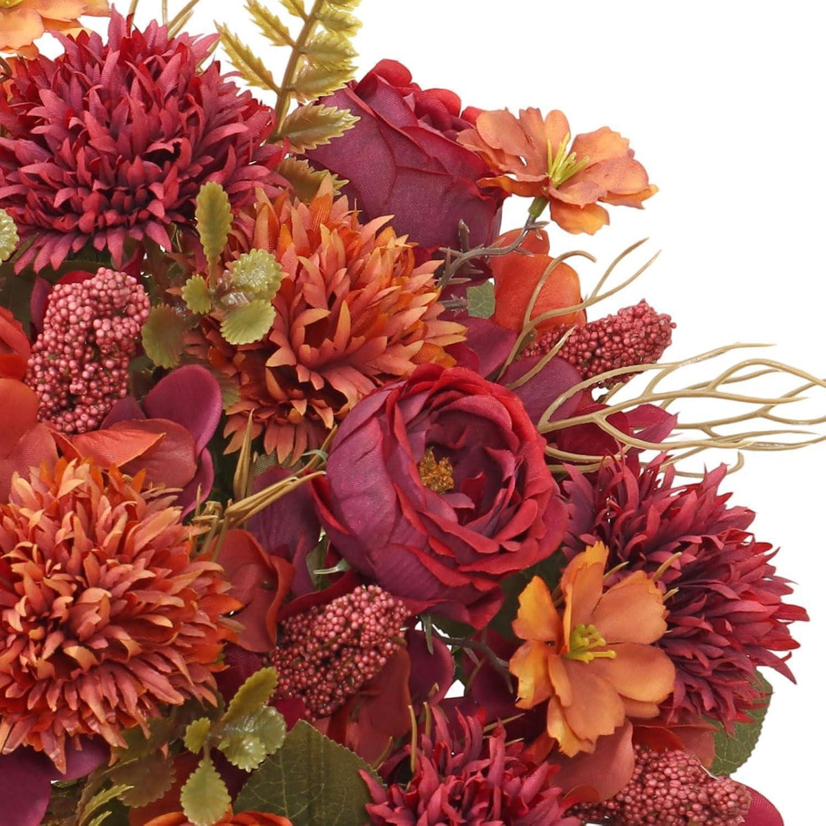 Herbststrauß Kunstblumen Burgunderrot – 4er Set für Deko