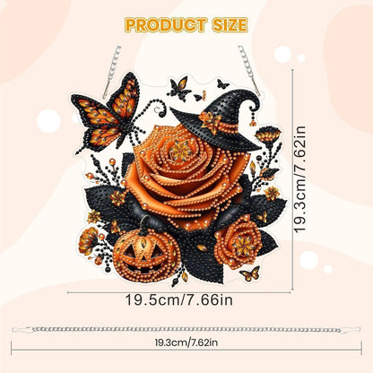 5D Halloween Kürbis Diamant Painting Anhänger mit Kette