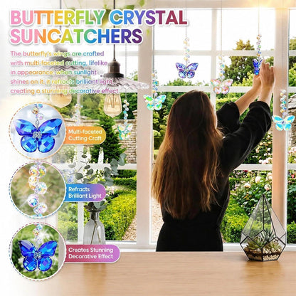6x Kristall Sonnenfänger Schmetterling | Fensterdeko Lichtfänger Regenbogen