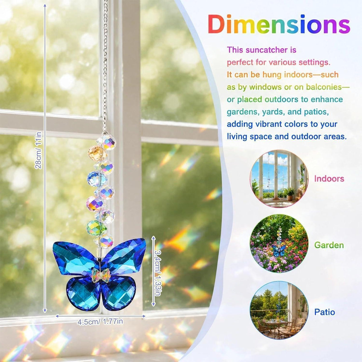 6x Kristall Sonnenfänger Schmetterling | Fensterdeko Lichtfänger Regenbogen